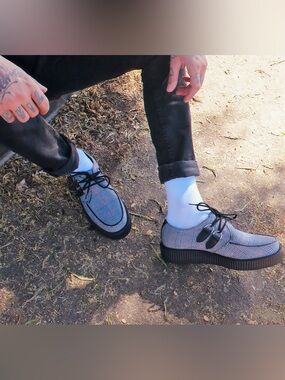 T.U.K - B/W/R Plaid Viva Low Creeper Loafers - Men’s 9 Women’s 11